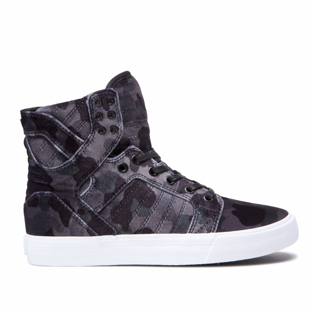 NEW Womens Supra Womens Skytop VELVET Black Camo 7.5 Fashion Sneakers